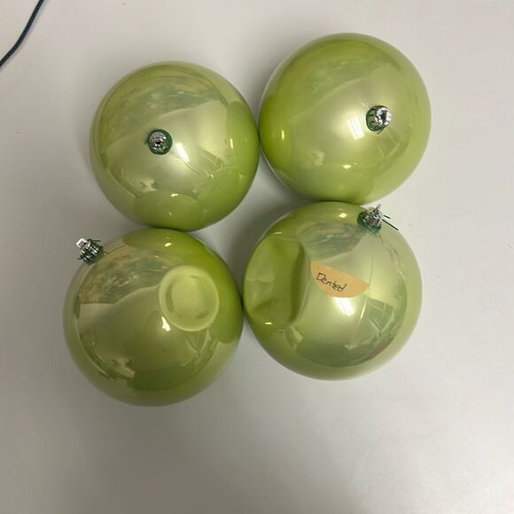 Terrain Large Shatterproof Green Pearlescent Ornaments Set of 4 - Picture 1 of 2